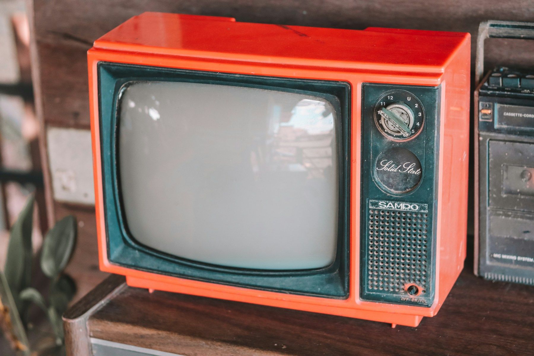 Vintage television playing static